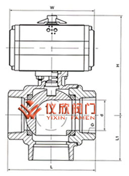 氣動(dòng)內螺紋三通球閥外形尺寸圖